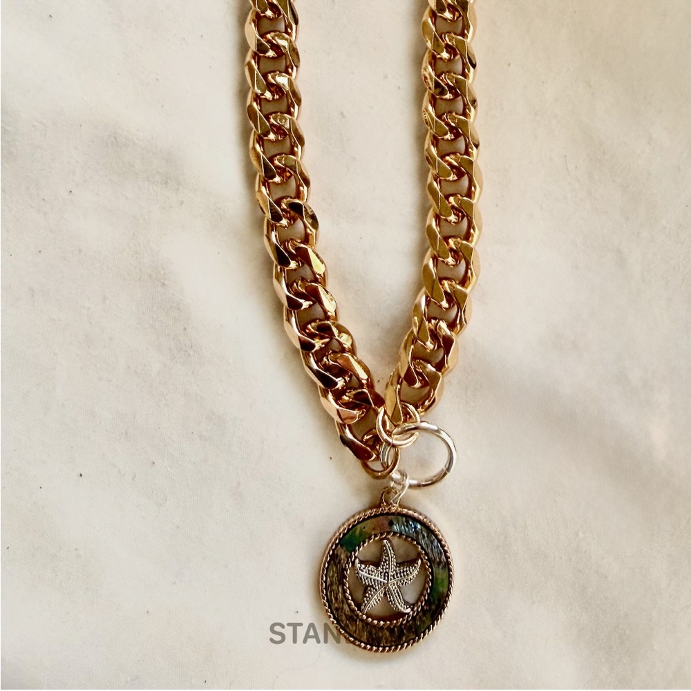 Gold Chain Necklace with Starfish Pendant